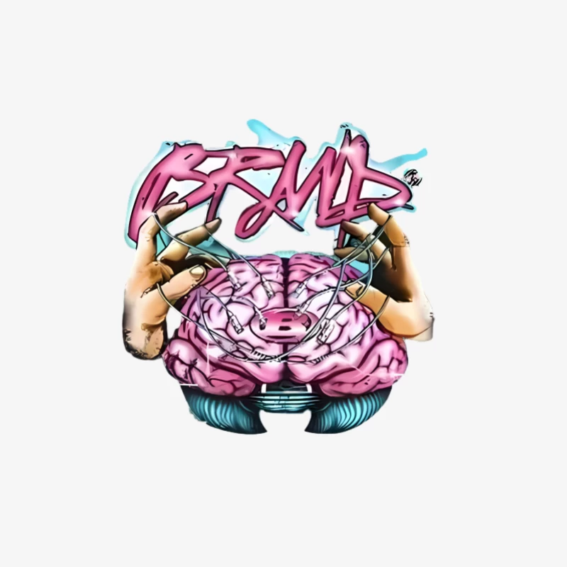 Design graphique avec cerveau et mains en style graffiti Femme Manches Longues T-Shirt
