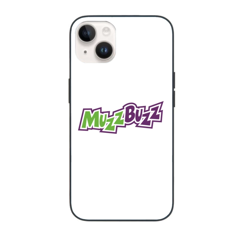 Muzz Buzz Beverage Brand Logo in Green and Purple iPhone Case