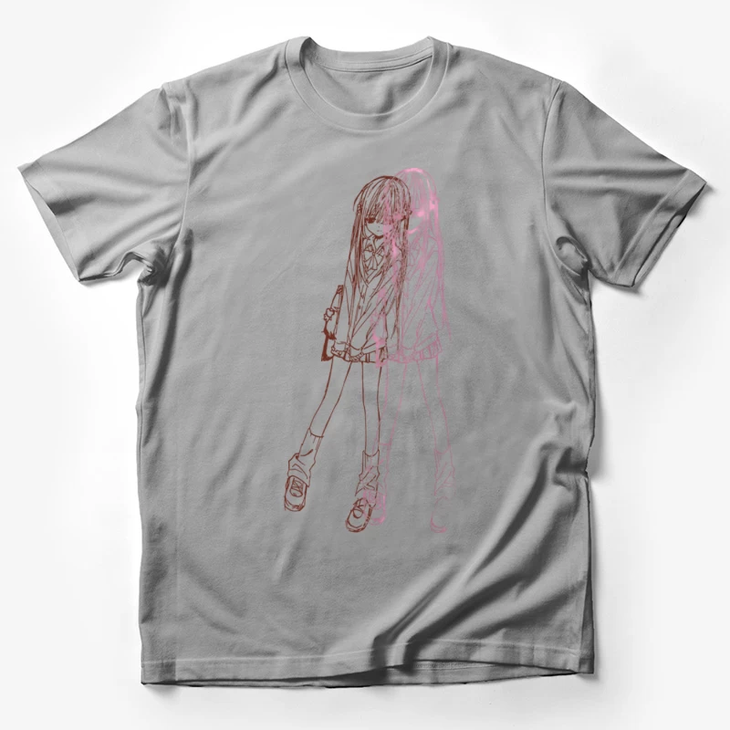 Skizze eines Mädchens in Neonfarben Herren T-Shirt