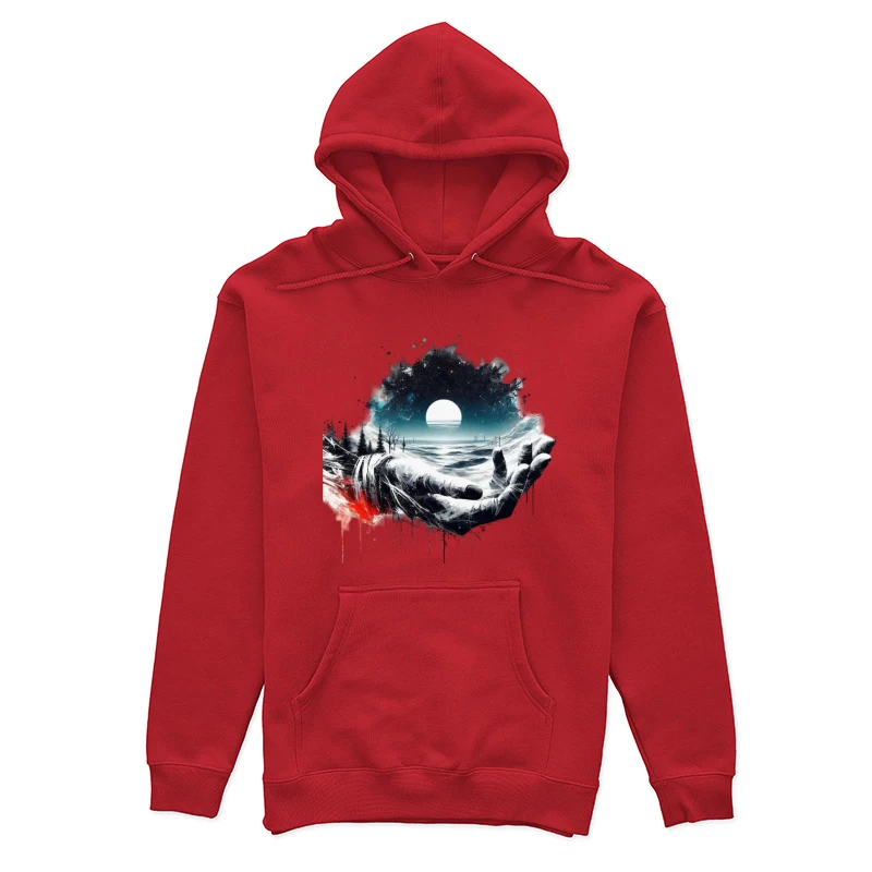 Surreal Cosmic Landscape with Hands Female Pullover Hoodie
