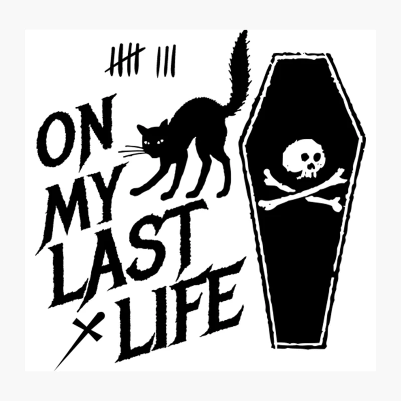 On my last life - Black Cat Nine Lives Throw Pillow
