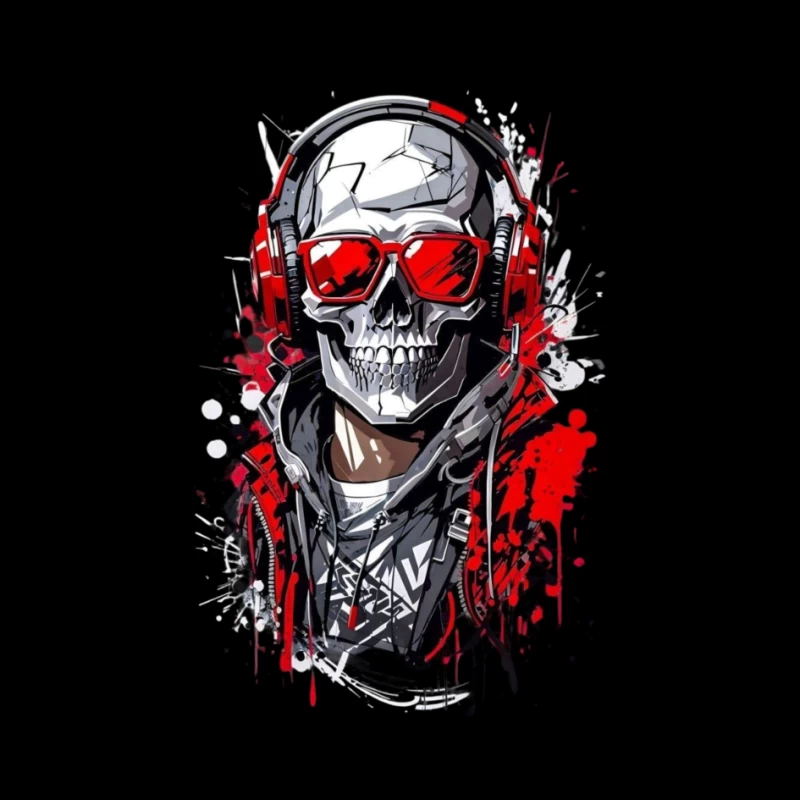 Cool Urban Skull with Headphones Pin