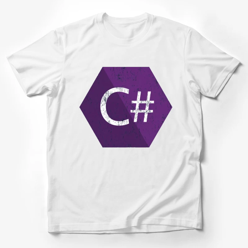 C# Programming Language Logo in Purple Hexagon Male T-Shirt