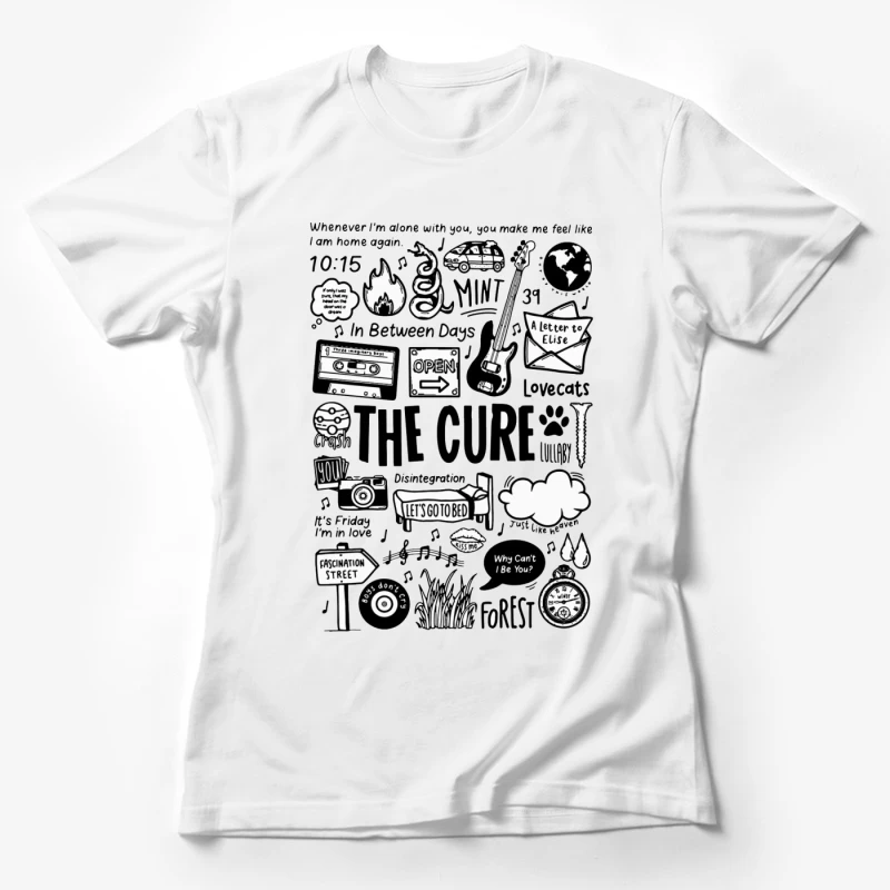 The Cure Band Fan Art Doodle Collection Female T-Shirt