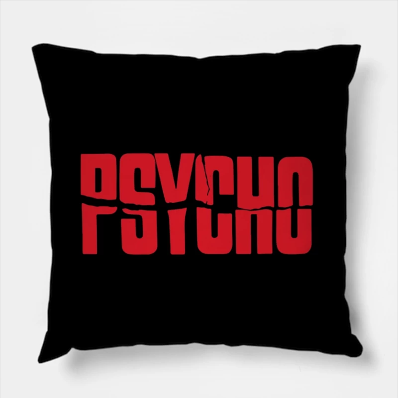 Red Typography Logo of Classic Horror Film "Psycho" Throw Pillow