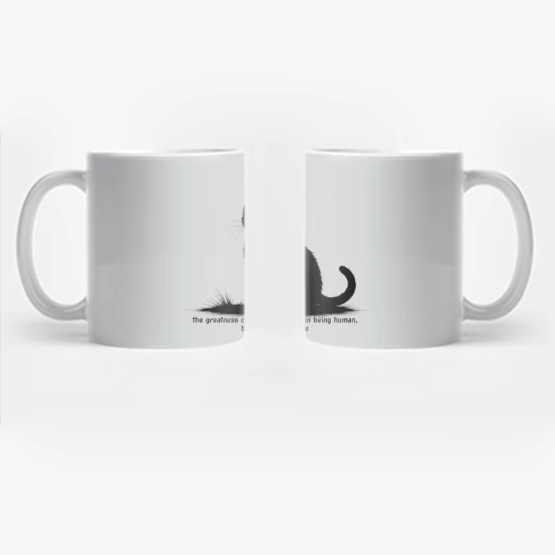 Black Cat Silhouette with Humane Message Coffee Mug