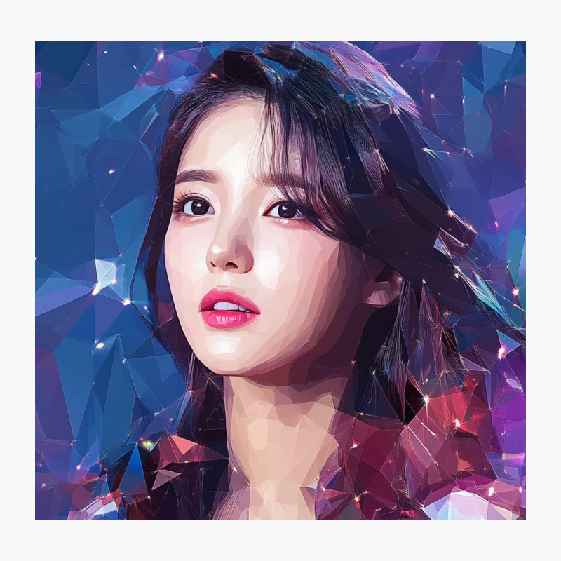IU Ethereal Asian-Inspired Digital Portrait with Geometric Elements Throw Pillow