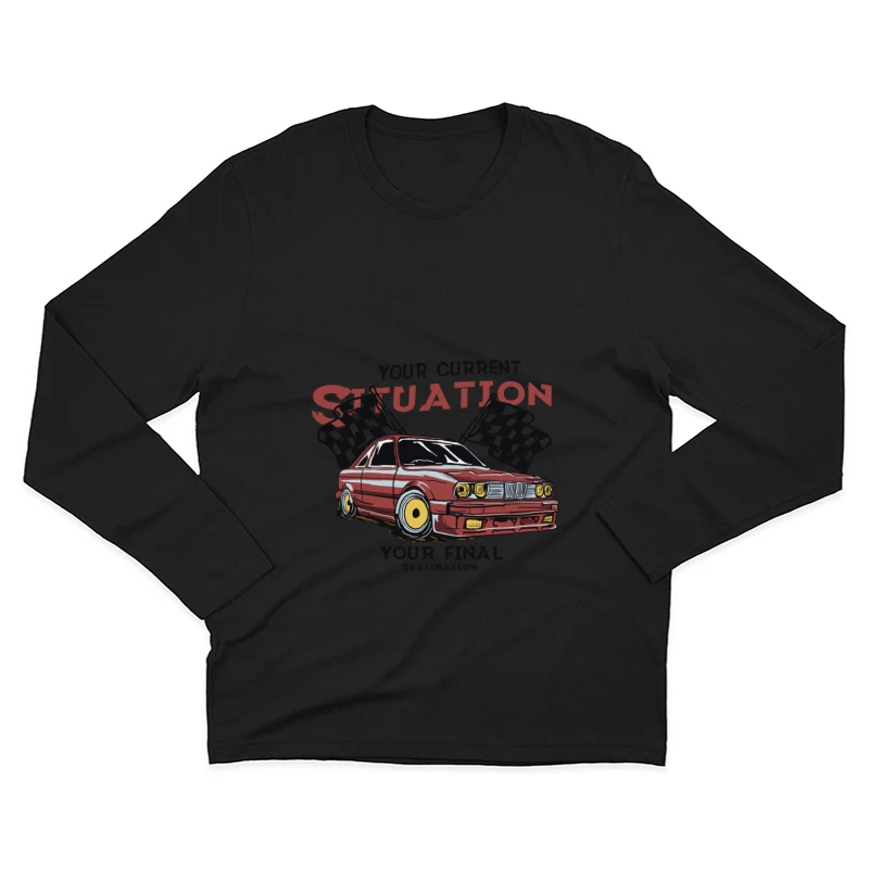 Klassisches Auto-Design mit Rennflaggenthema Herren Langarm T-Shirt