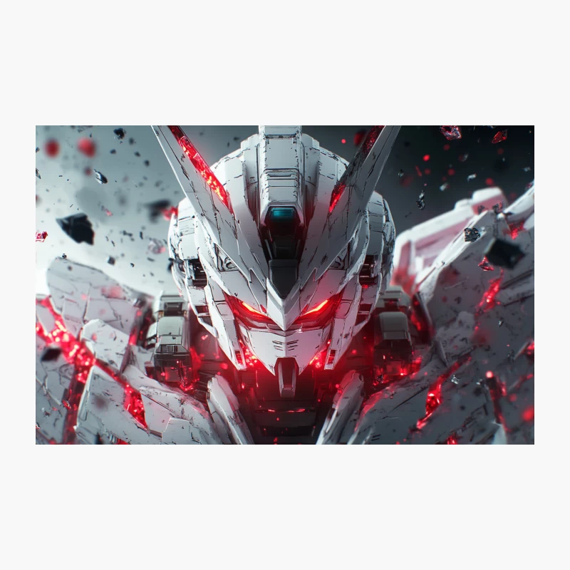 Menacing Mecha: Futuristic Robot with Glowing Red Eyes Travel Mug