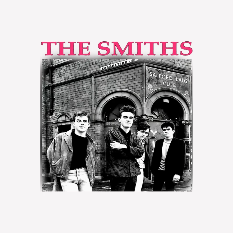 The Smiths Band Outside Historic Salford Lads Club - Iconic Black and White Photograph Male T-Shirt