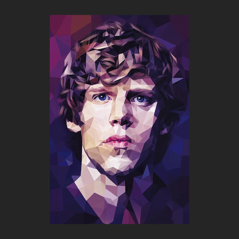 Geometric Abstract Portrait in Purple Tones Male Pullover Sweatshirt