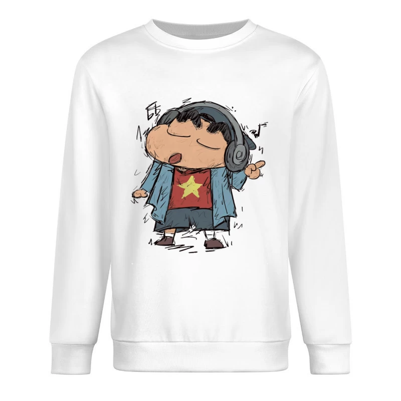 Kind hört Musik mit Kopfhörern Herren Pullover Sweatshirt