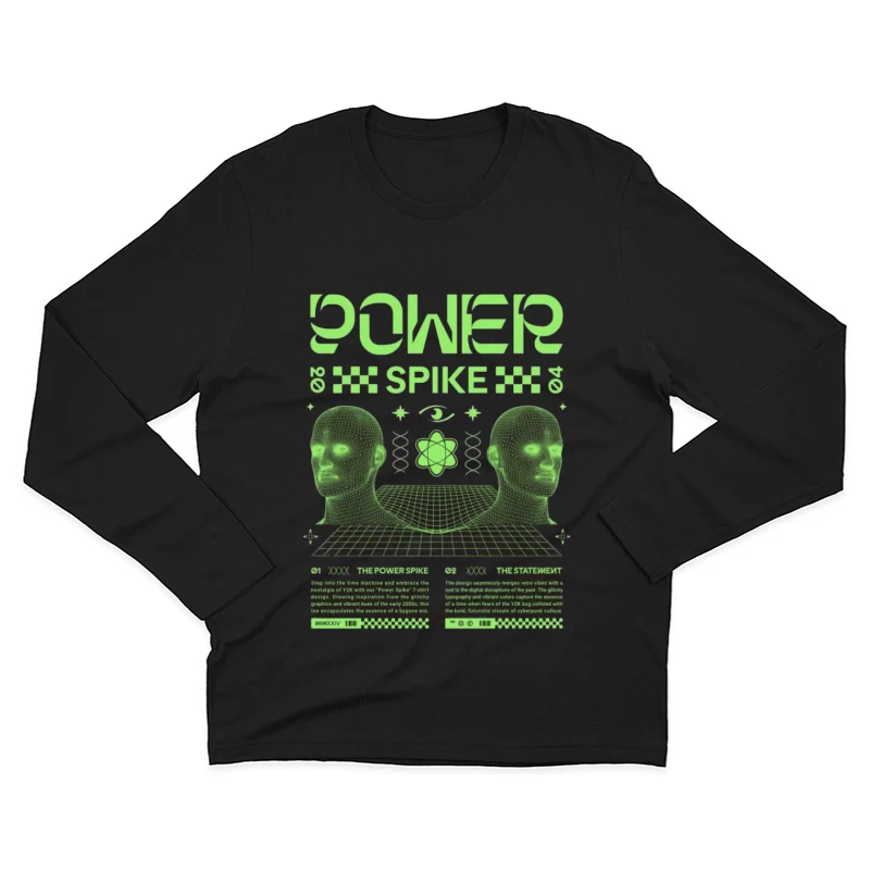 Design Rétro Cyberpunk Homme Manches Longues T-Shirt