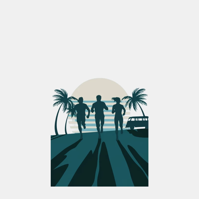 Retro Beach Sunset with Runners and Vintage Van Male Tank Top