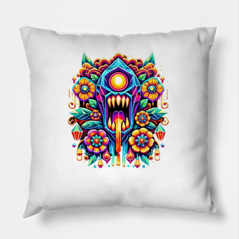 Flowers and the Beast Throw Pillow