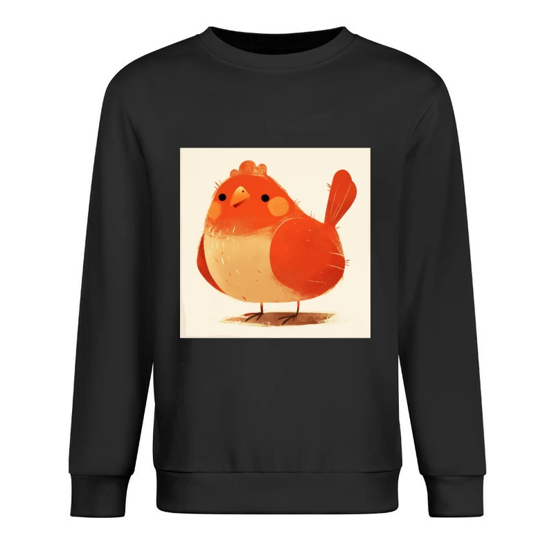 Cute Red Robin Bird Illustration Male Pullover Sweatshirt