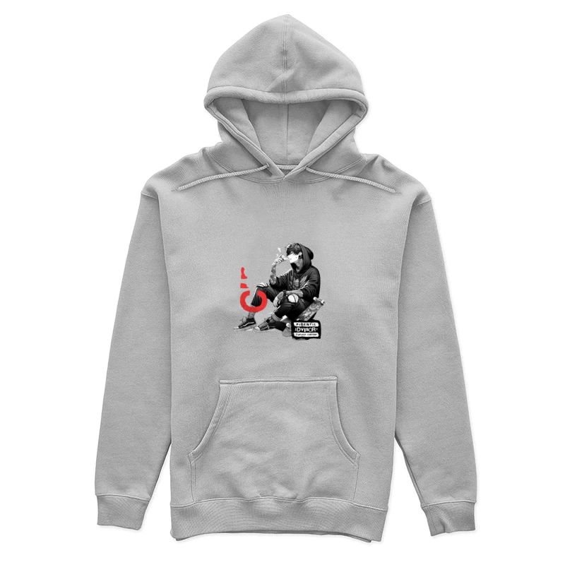 Urban Street Culture: Monochrome Skater Art with Parental Advisory Female Pullover Hoodie