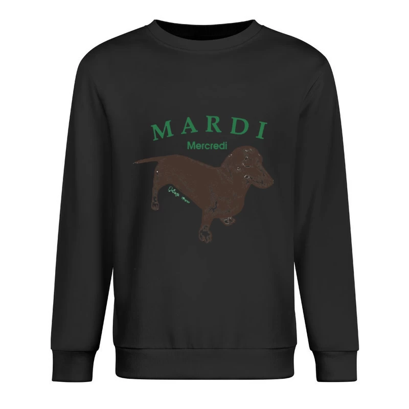 Dackel-Design mit französischen Wochentagen Herren Pullover Sweatshirt