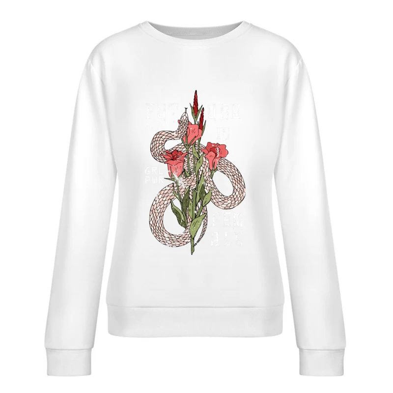 L'avenir est féminin avec serpent et fleurs Femme Sweat-shirt à enfiler