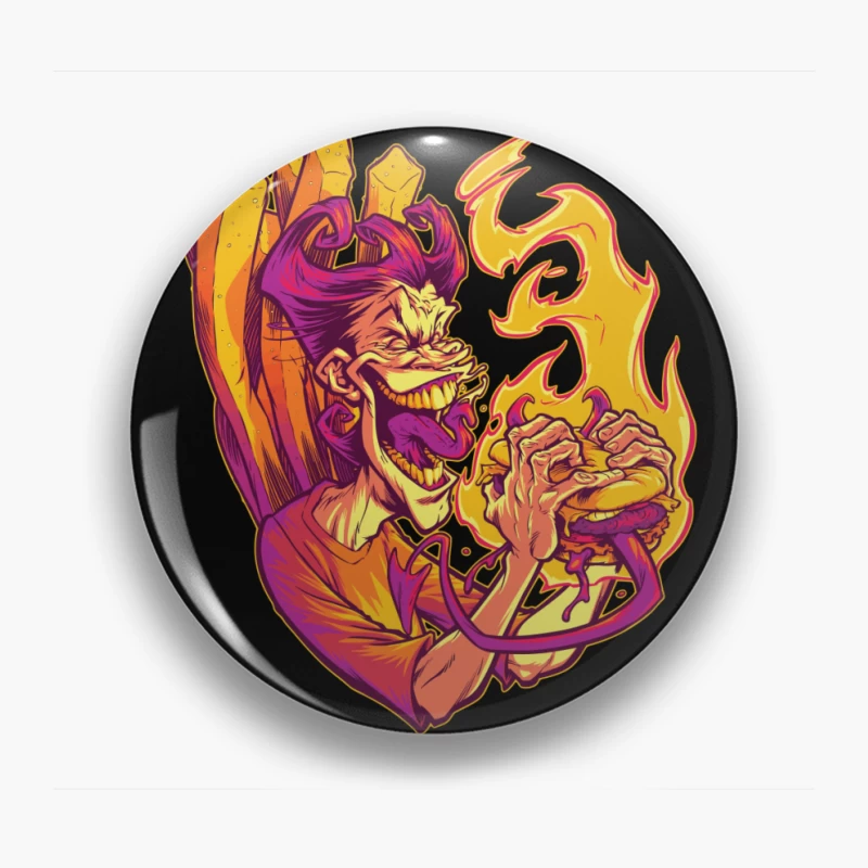 Flaming Burger Delight Pin