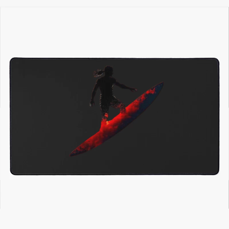 Dramatic Red Surfing Silhouette Art Desk Mat