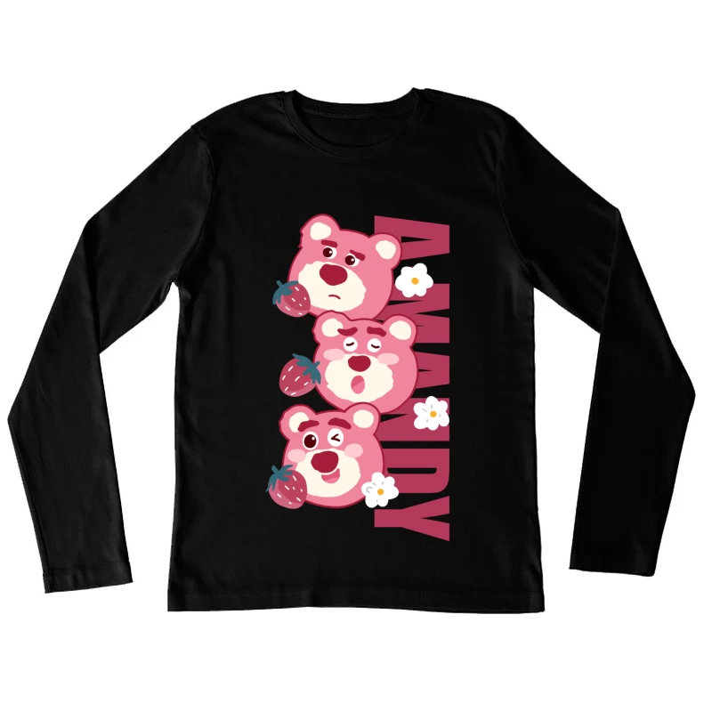 Niedliche Bären mit Erdbeeren Damen Langarm T-Shirt