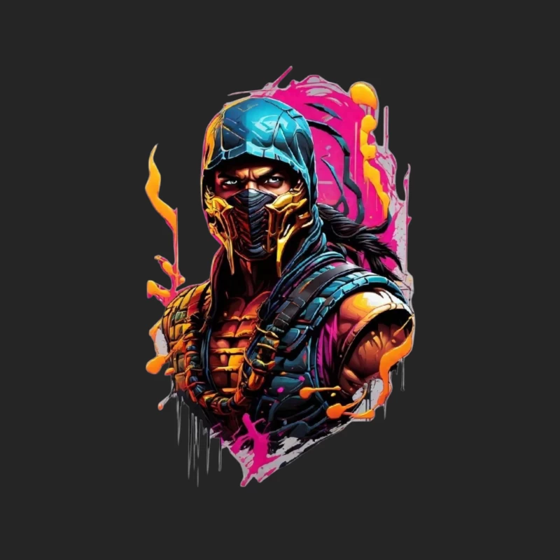 Vibrant Digital Art of a Masked Character Male Pullover Sweatshirt