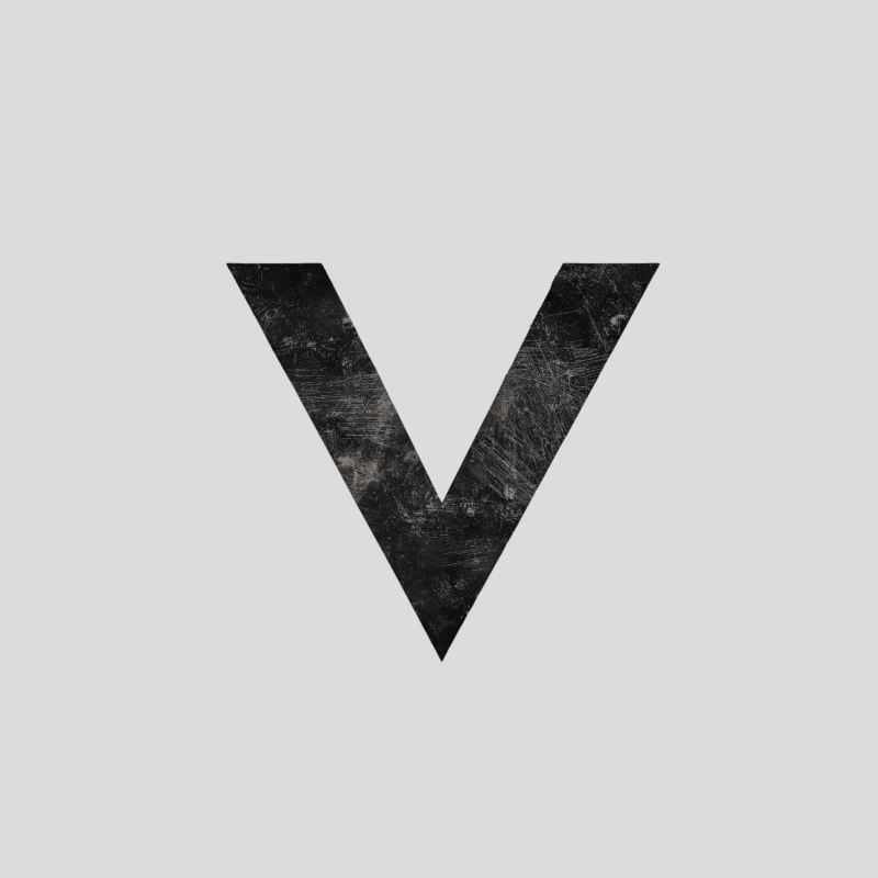 Distressed Black and White Letter V Graphic Design Baseball Cap