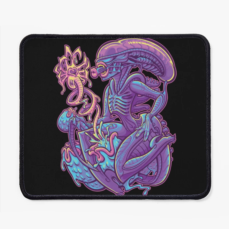 Colorful Surreal Alien Creature in Digital Art Mouse Pad