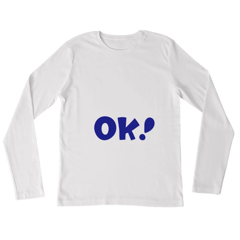 Blaue OK-Grafik auf weiß Damen Langarm T-Shirt