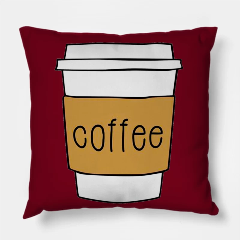 Coffee Cup Illustration Throw Pillow