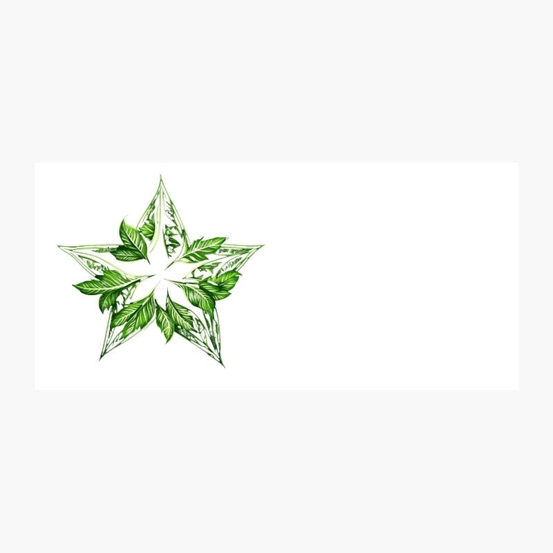 Botanical Star: Green Leaf Symmetrical Nature Design Coffee Mug