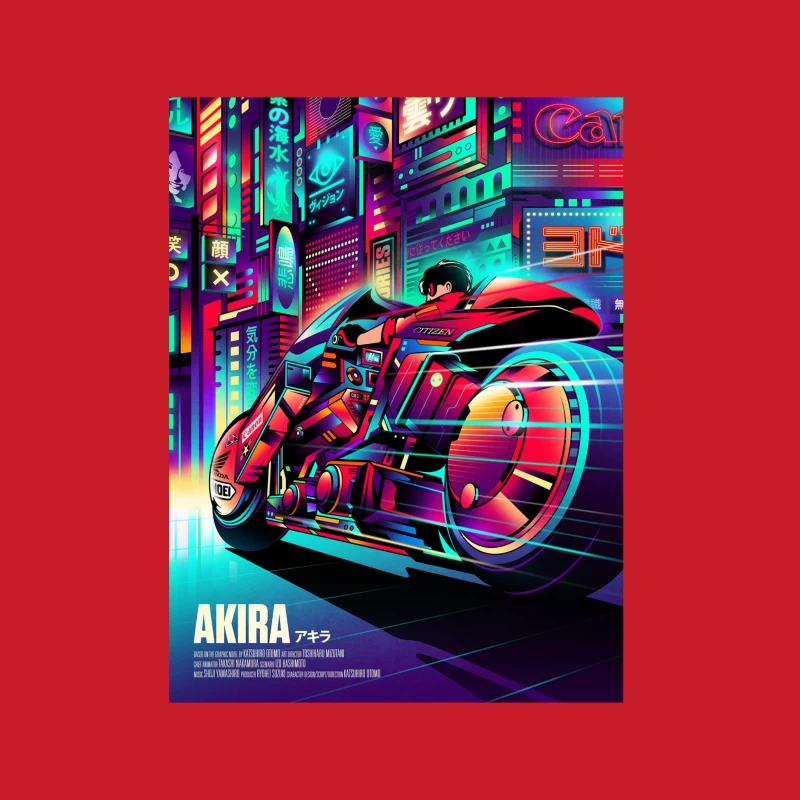 Cyberpunk Akira Motorcycle in Neon City Female Pullover Hoodie