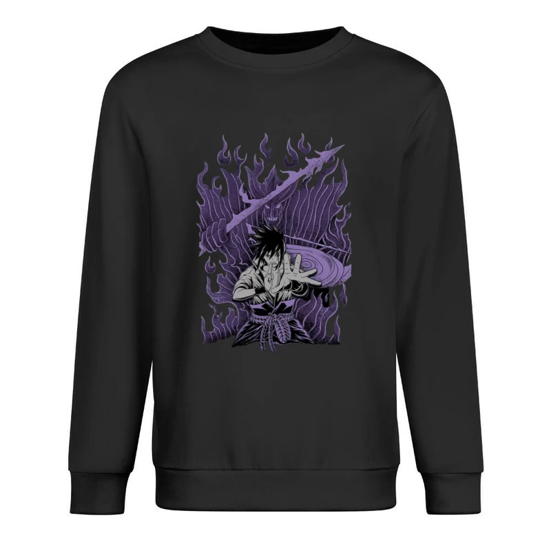 Ninja mit Susanoo und lila Flammen Herren Pullover Sweatshirt
