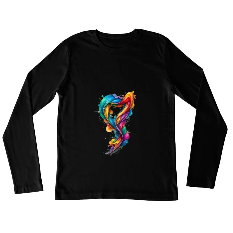 Vibrant Rainbow Swirl Abstract Digital Art Female Long Sleeve T-Shirt