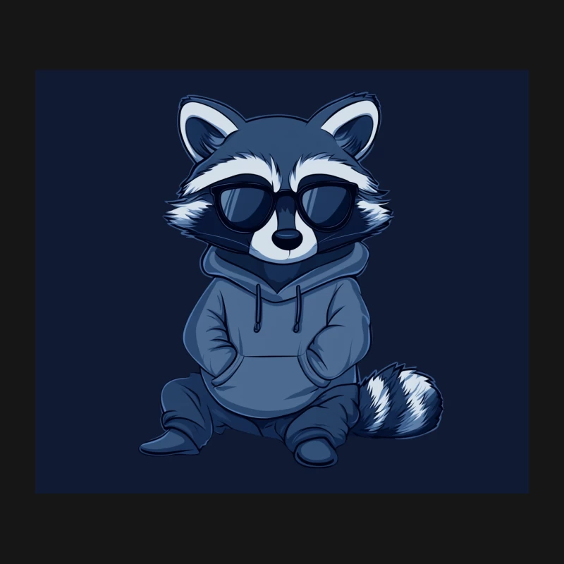 Cool Cartoon Raccoon in Sunglasses and Hoodie Mouse Pad