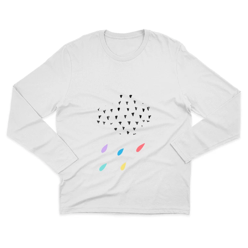 Pluie de couleurs sous un nuage pointillé Homme Manches Longues T-Shirt