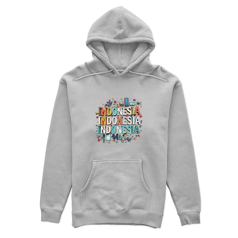 Artistic Typography Design of Indonesia with Colorful Decorative Elements Female Pullover Hoodie