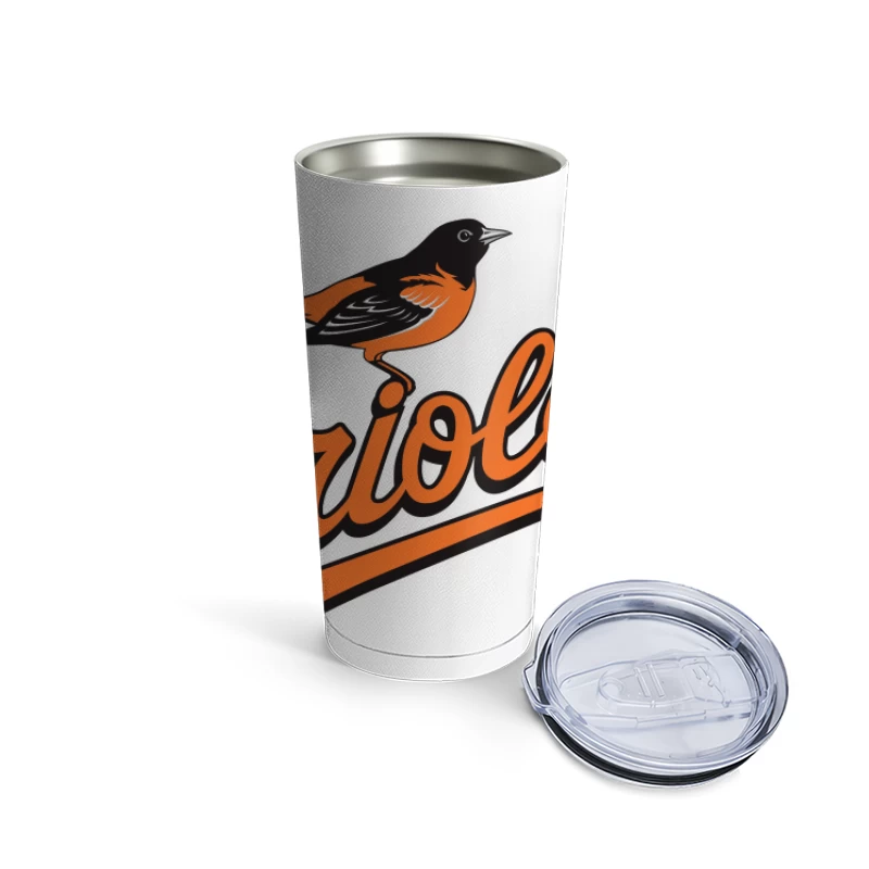 Baltimore Orioles MLB Baseball Team Logo with Orange Bird Mascot Travel Mug