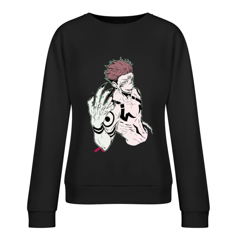 Manga Charakter mit Tattoos Damen Pullover Sweatshirt