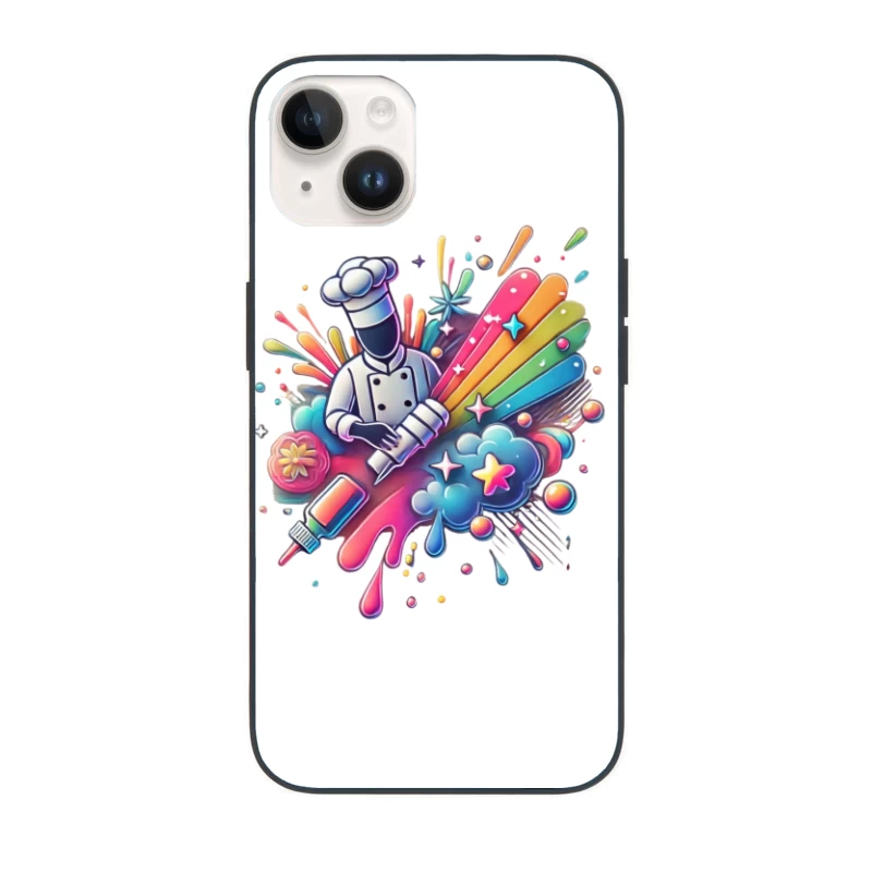 Vibrant Chef's Creative Culinary Rainbow Splash Art iPhone Case