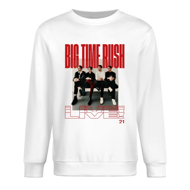 Big Time Rush Band Promotional Photo with Red Typography Design Male Pullover Sweatshirt