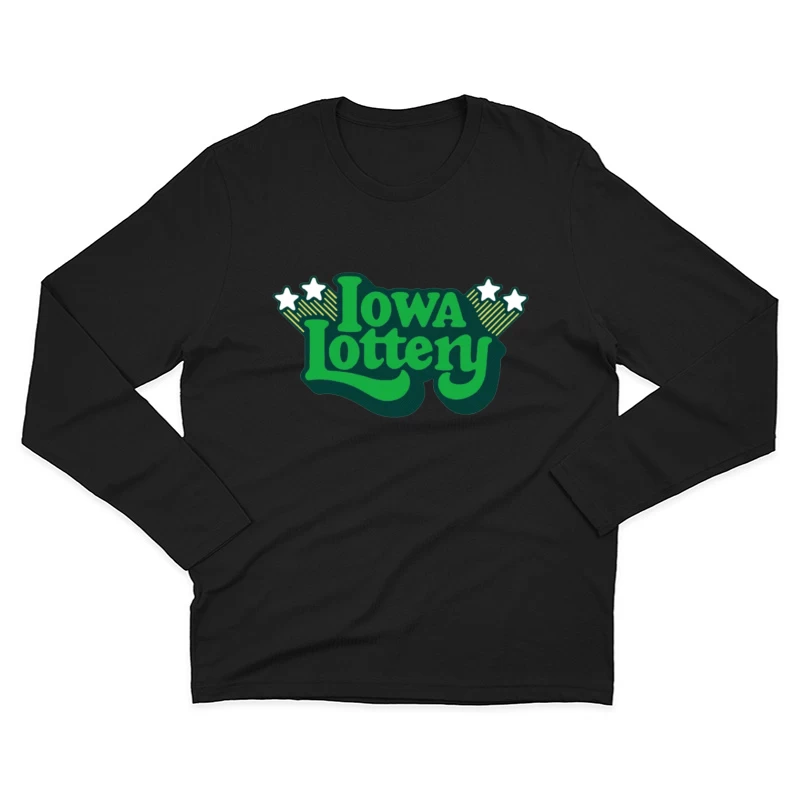 Vintage-Style Iowa Lottery Green Logo with Stars Male Long Sleeve T-Shirt