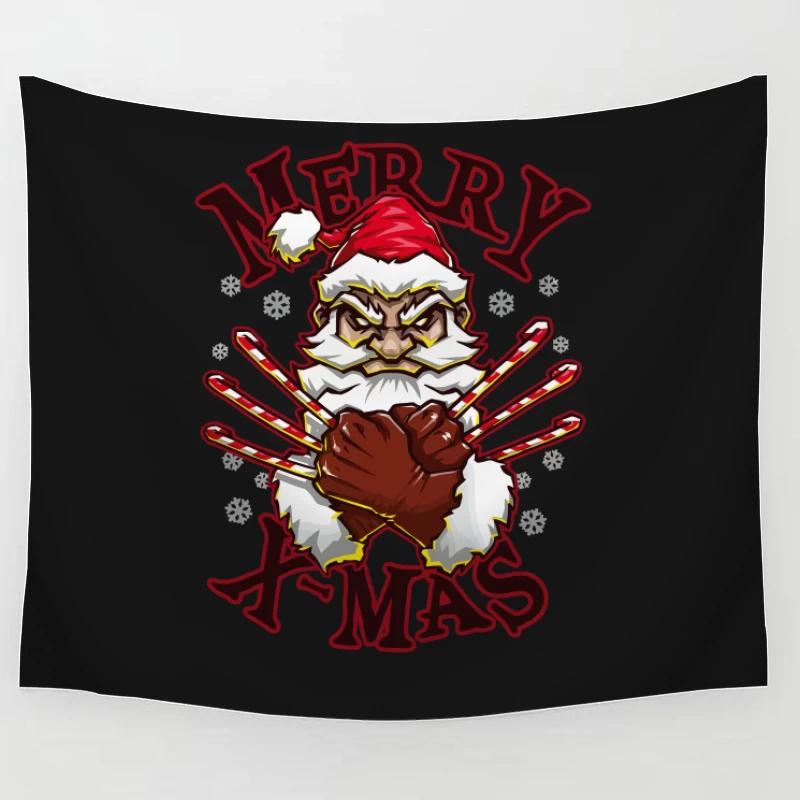 Muscle Santa: Merry X-Mas with Attitude Tapestry