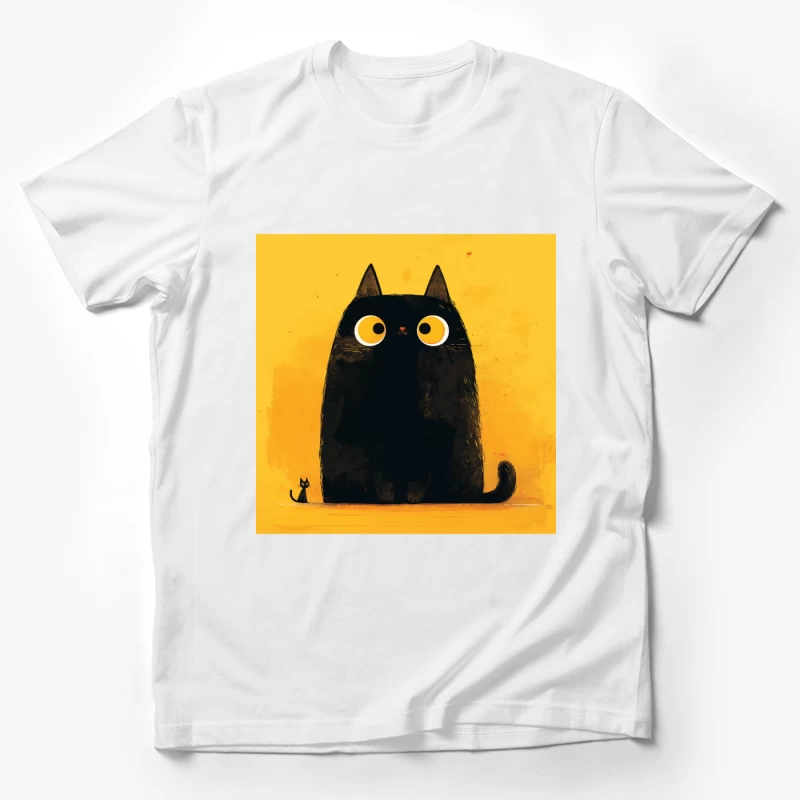 Adorable Black Cat with Big Yellow Eyes - Minimalist Illustration Male T-Shirt