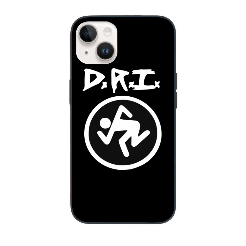 DRI Records Running Man Logo in Black and White Circle iPhone Case