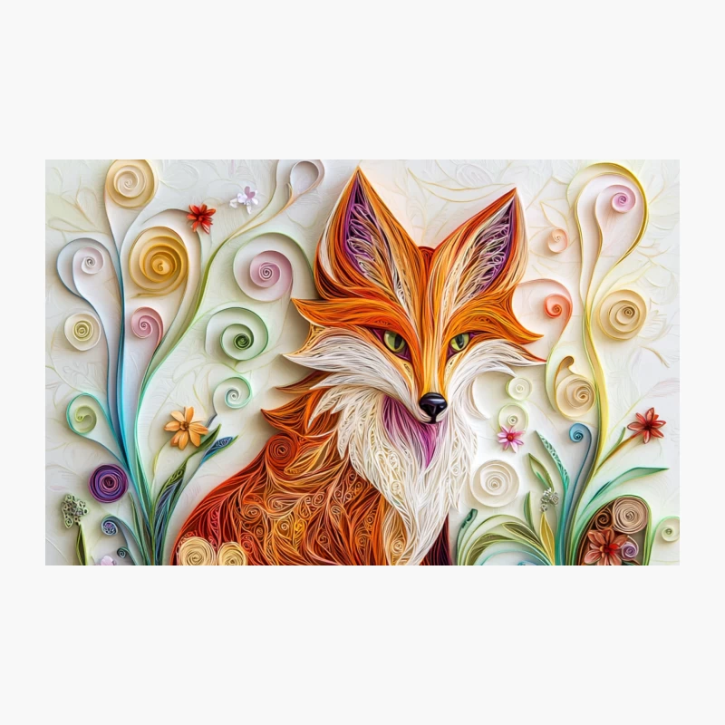 Whimsical Quilled Fox in Floral Wonderland Travel Mug