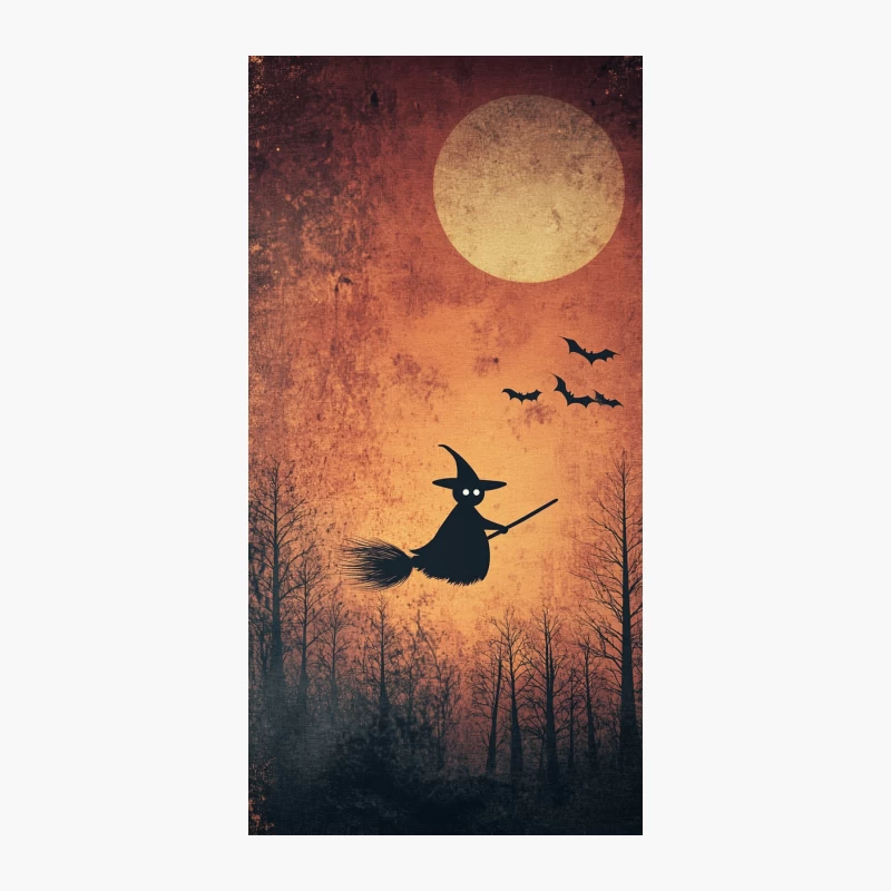 Spooky Halloween Night: Witch's Silhouette Under Full Moon iPhone Case