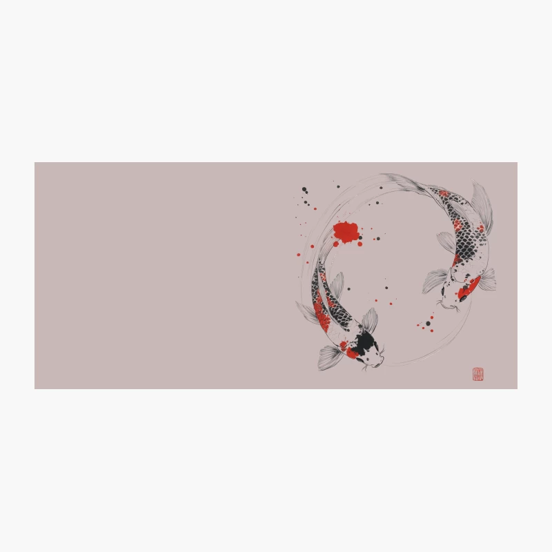 Minimalist Japanese Ink Painting of Circling Koi Fish Coffee Mug