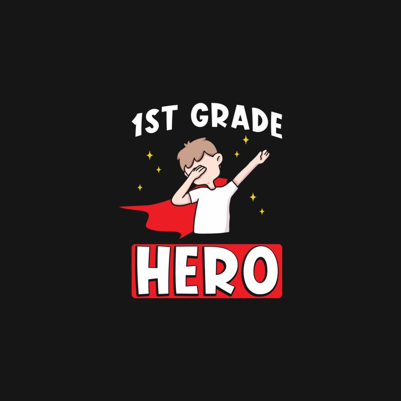 Cartoon Child Superhero with Red Cape and Stars Desk Mat